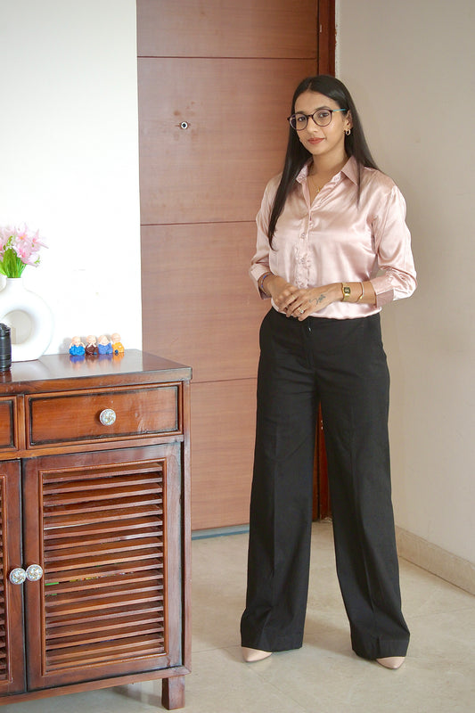 #MBA1934 Luxe formal satin shirt- Peach