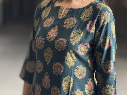 #MBA1935 Nazm Collection- Bottle green (quarter sleeves)