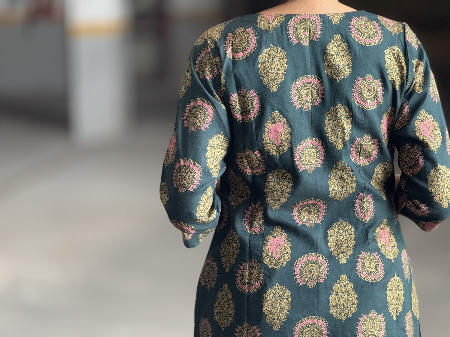 #MBA1935 Nazm Collection- Bottle green (quarter sleeves)