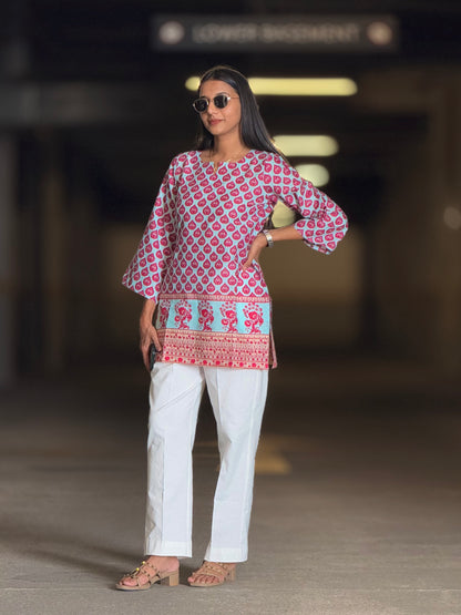 #MBA1936 Blue-pink short Kurti