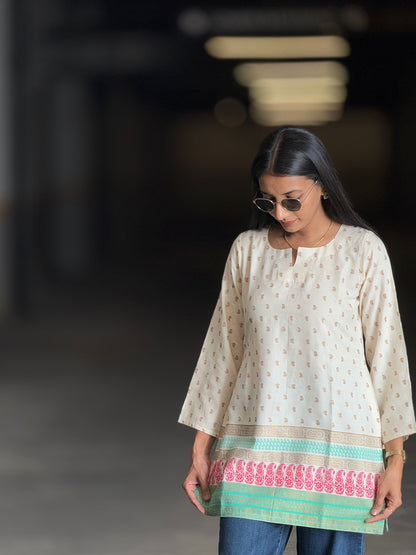 #MBA1937 Cream short Kurti