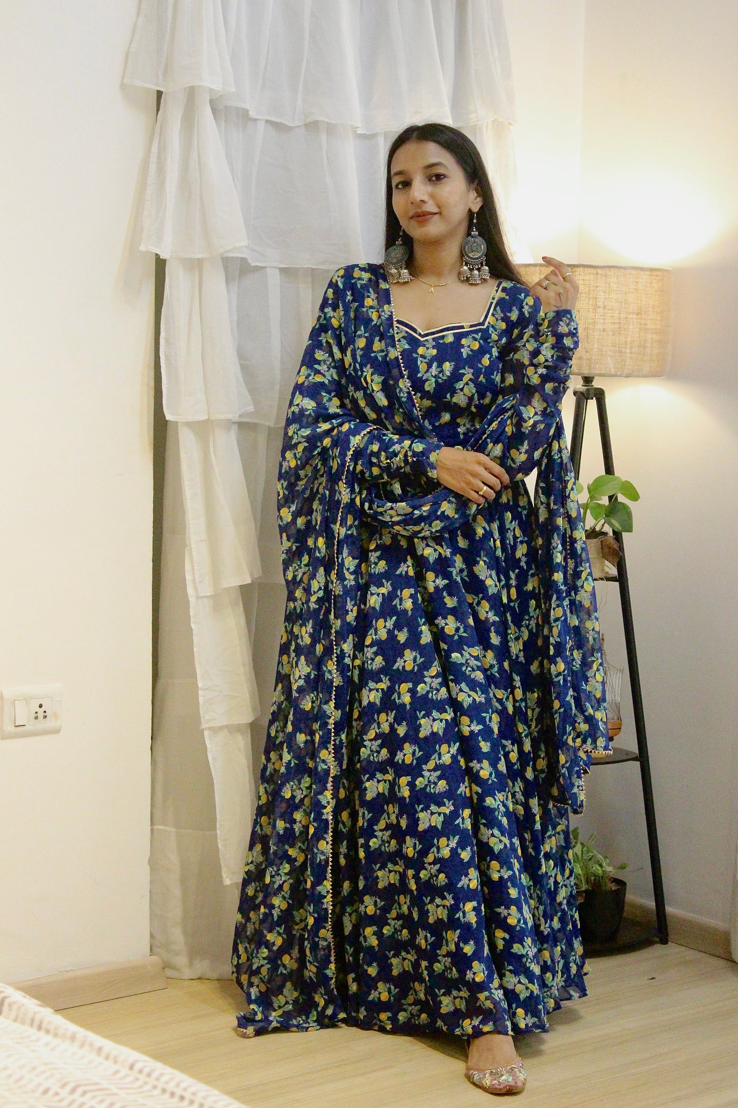 #MBA1941 Nimsha floral anarkali and dupatta