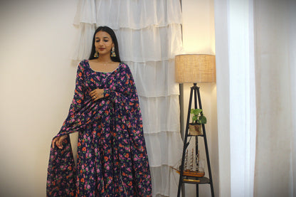 #MBA1942 Simran floral anarkali and dupatta
