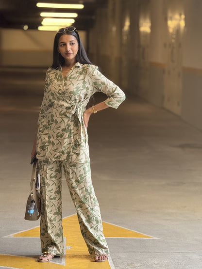 #MBA1938 Wrap co-ord set-green