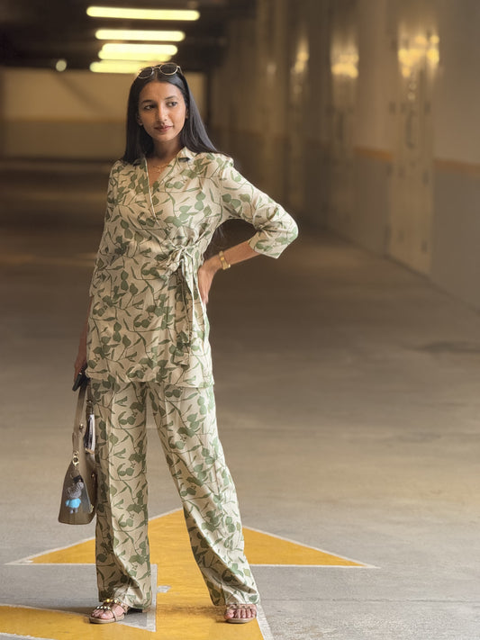 #MBA1938 Wrap co-ord set-green