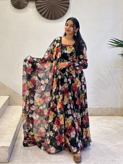 #MBA1657 Aksara floral anarkali and dupatta