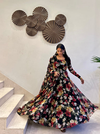 #MBA1657 Aksara floral anarkali and dupatta