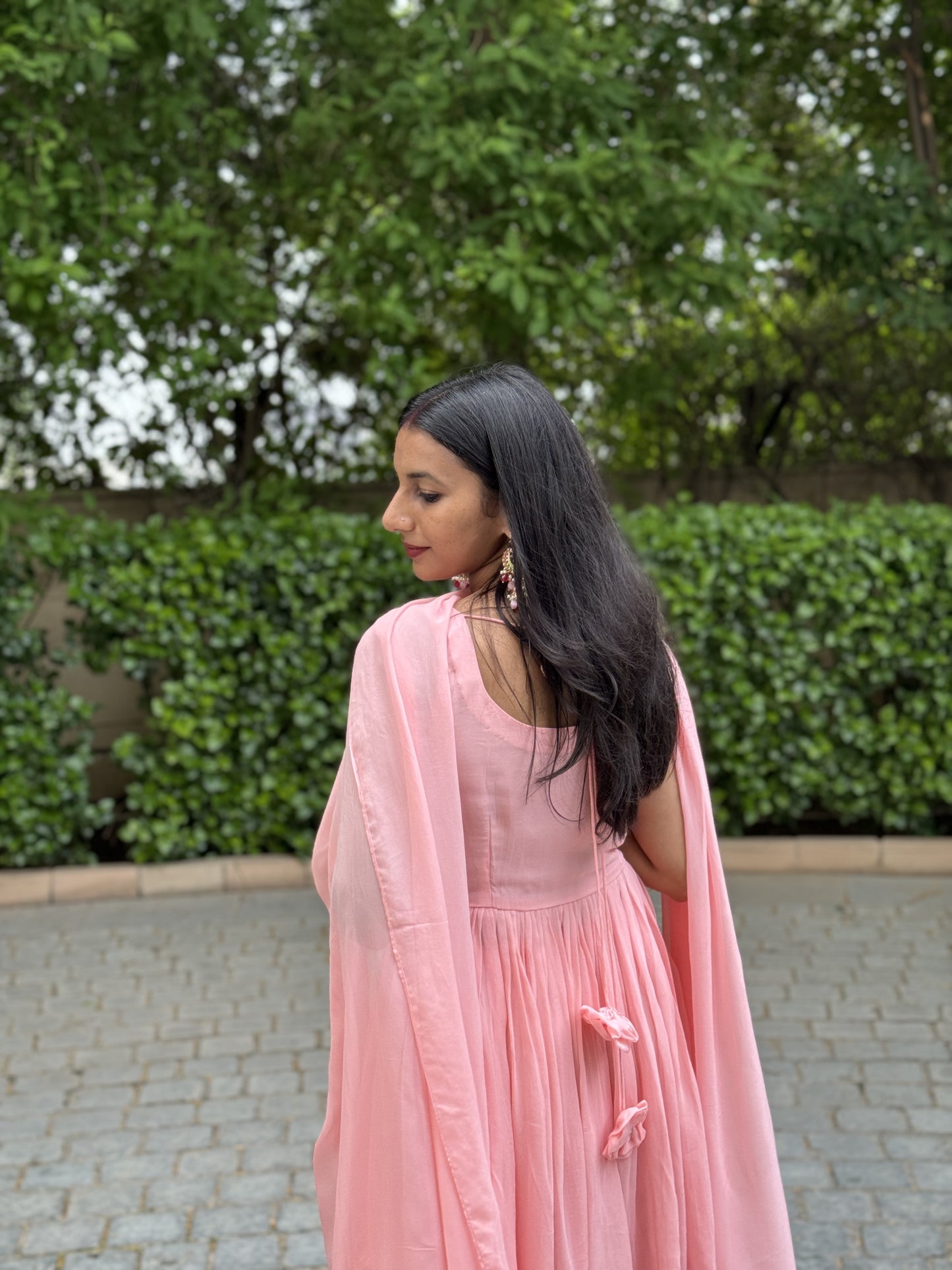 #MBA2008 Pure georgette gharara set- Peach plush