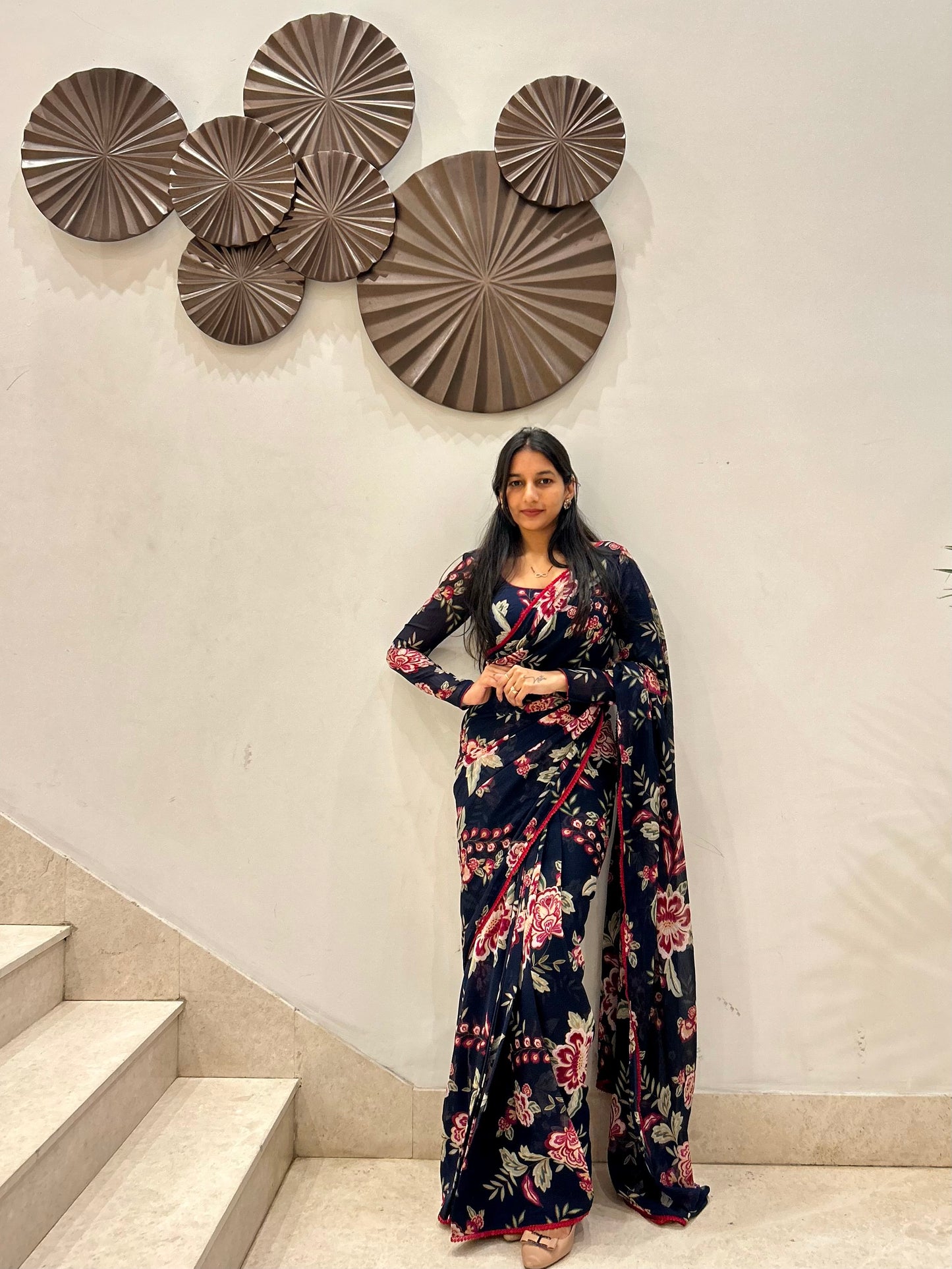 #MBA1649 Safia blue 1 min saree and blouse