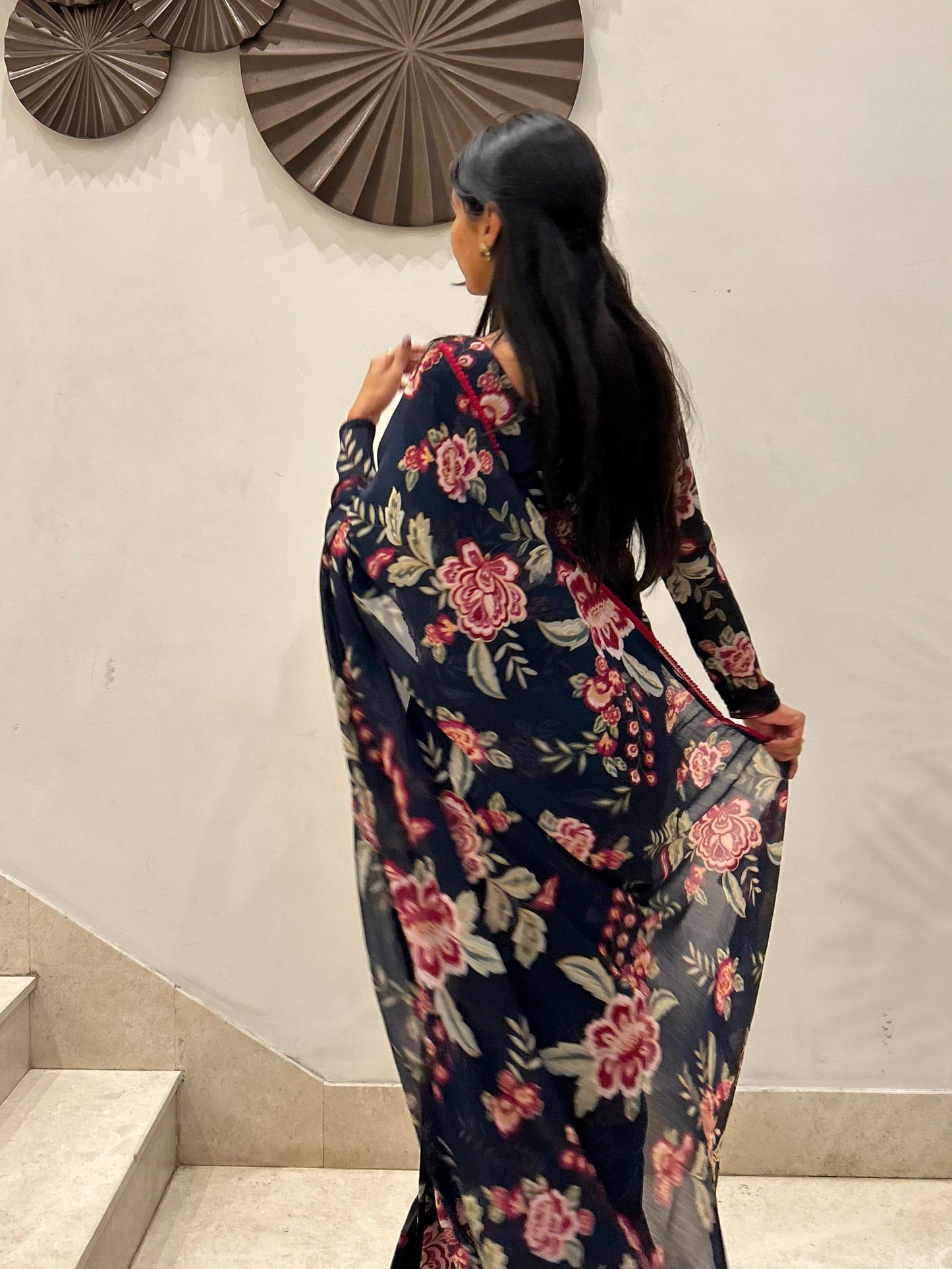 #MBA1649 Safia blue 1 min saree and blouse