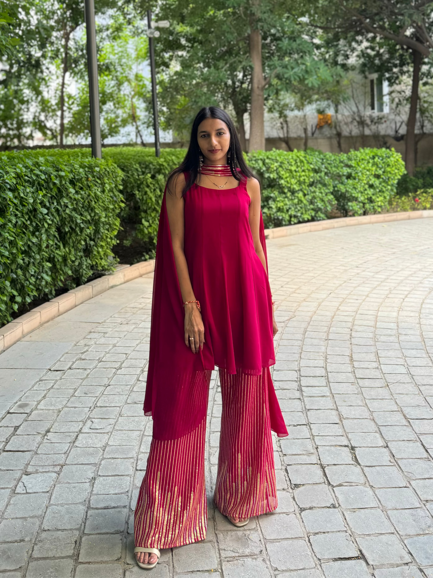 #MBA2002 Kalidaar co-ord set- Magenta