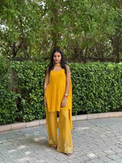 #MBA2003 Kalidaar co-ord set- Mustard yellow