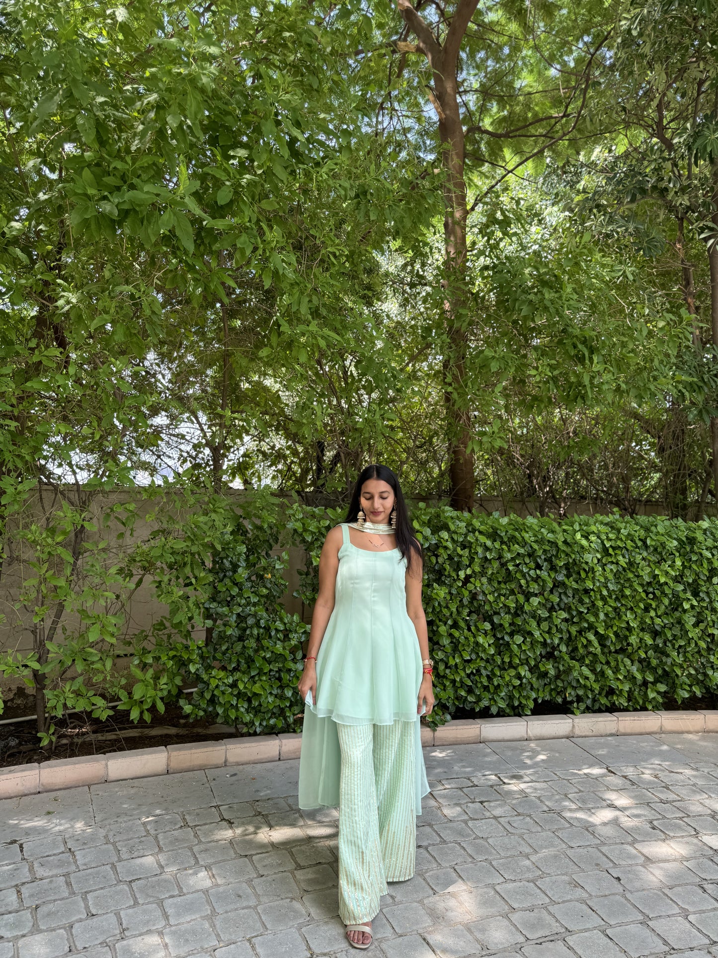 #MBA2004 Kalidaar co-ord set-Pistachio