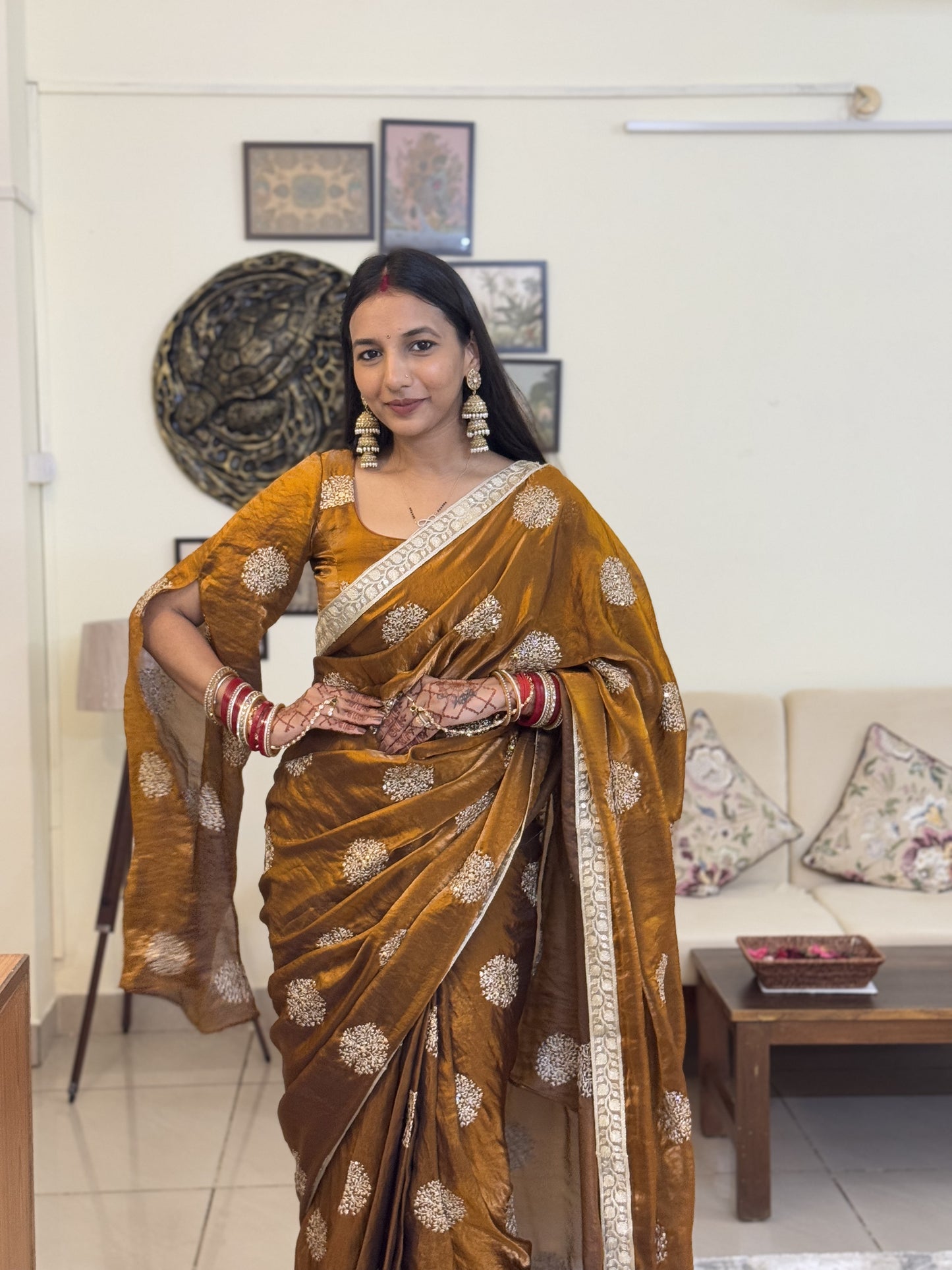 MBA2045 Bronze love 1 min saree and blouse