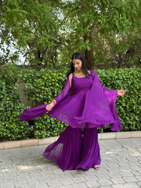 #MBA2005 Pure georgette gharara set- Purple