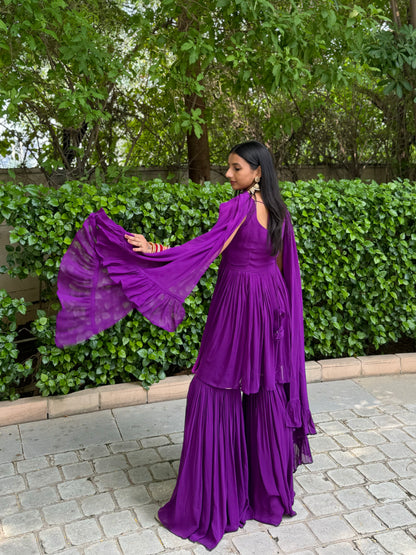 #MBA2005 Pure georgette gharara set- Purple