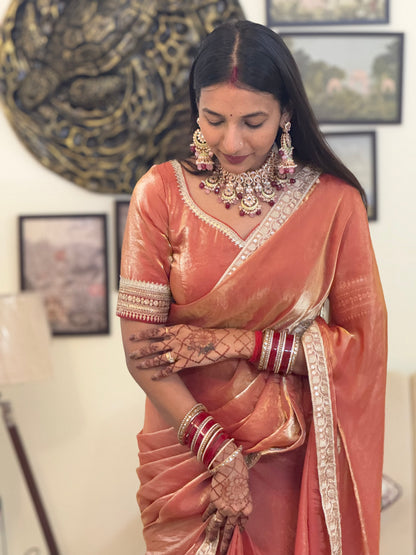 MBA2041 Mastaani peach 1 min saree and blouse