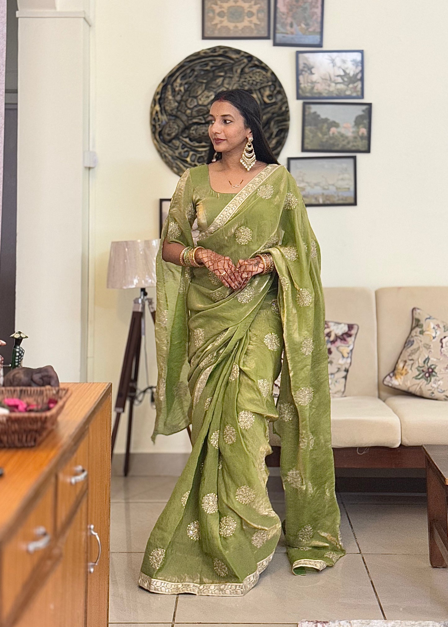 MBA2045 Pista love 1 min saree and blouse