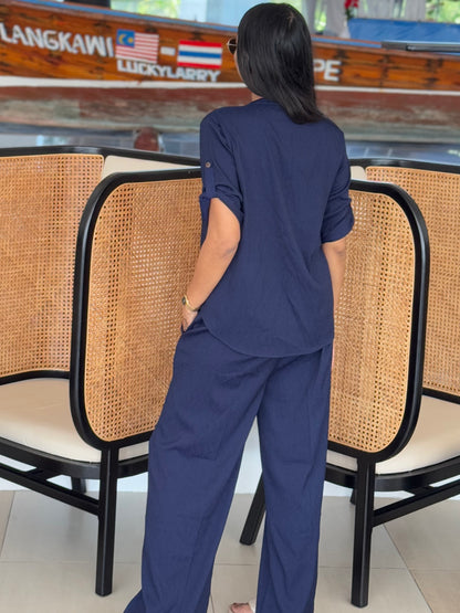 #MBA1815 Casual coord set- Navy blue