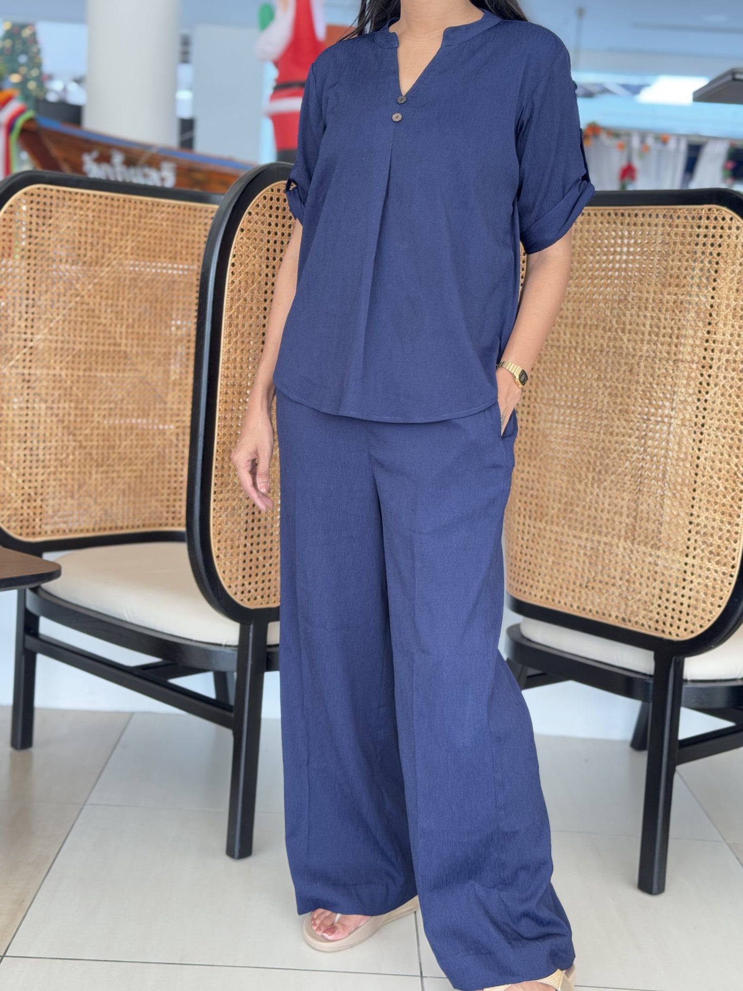 #MBA1815 Casual coord set- Navy blue