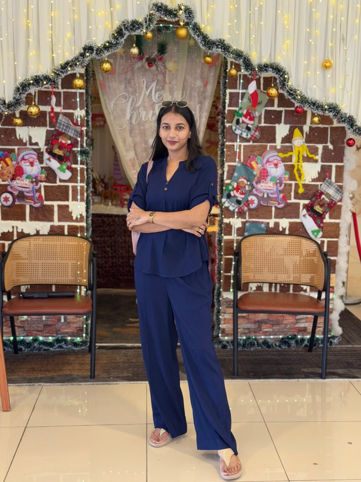 #MBA1815 Casual coord set- Navy blue