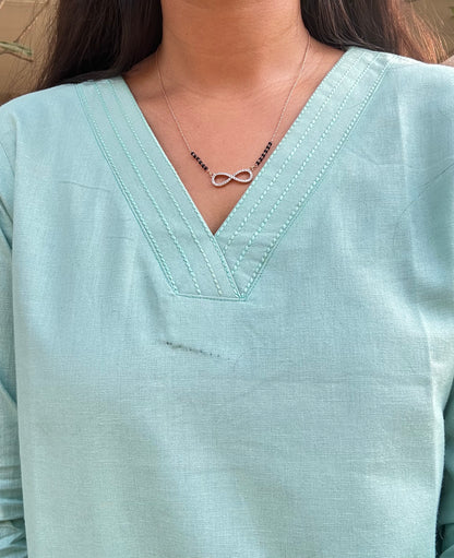 #MBA1672 Cotton flex coord set- Light turquoise