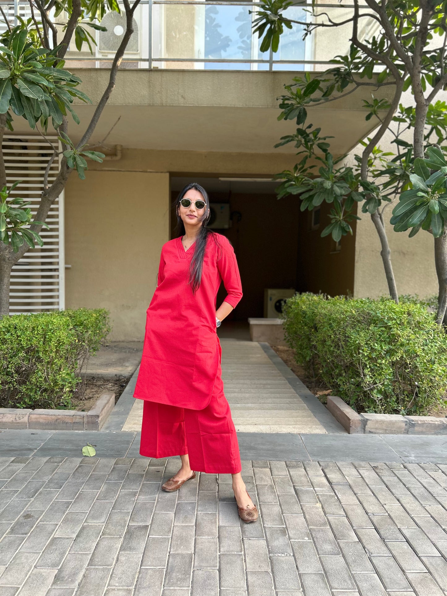 #MBA1671 Cotton flex coord set- Red