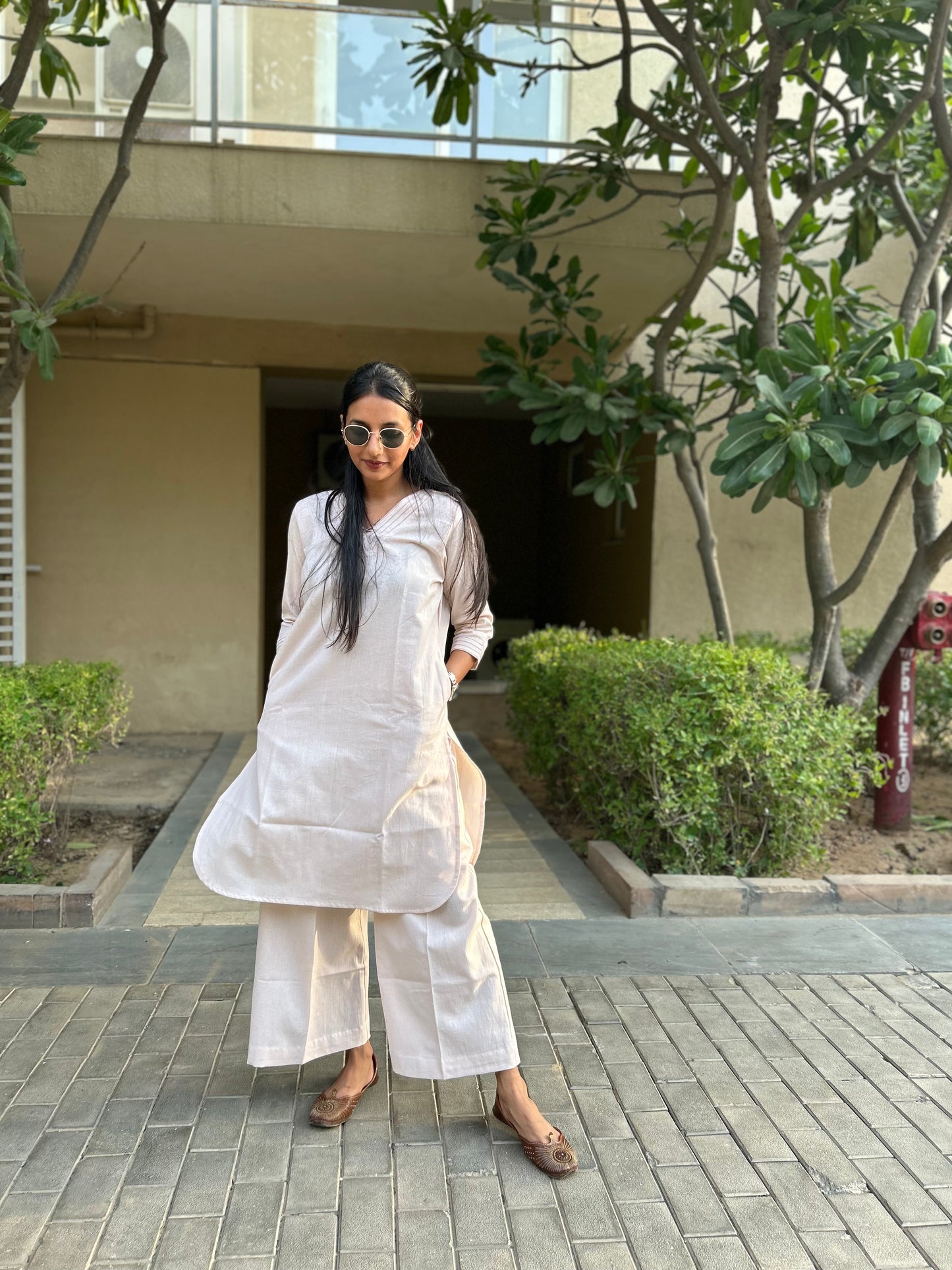 #MBA1669 Cotton flex coord set- Baby peach