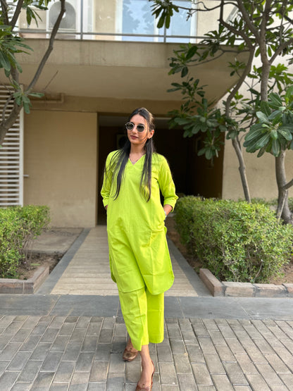 #MBA1668 Cotton flex coord set- Green