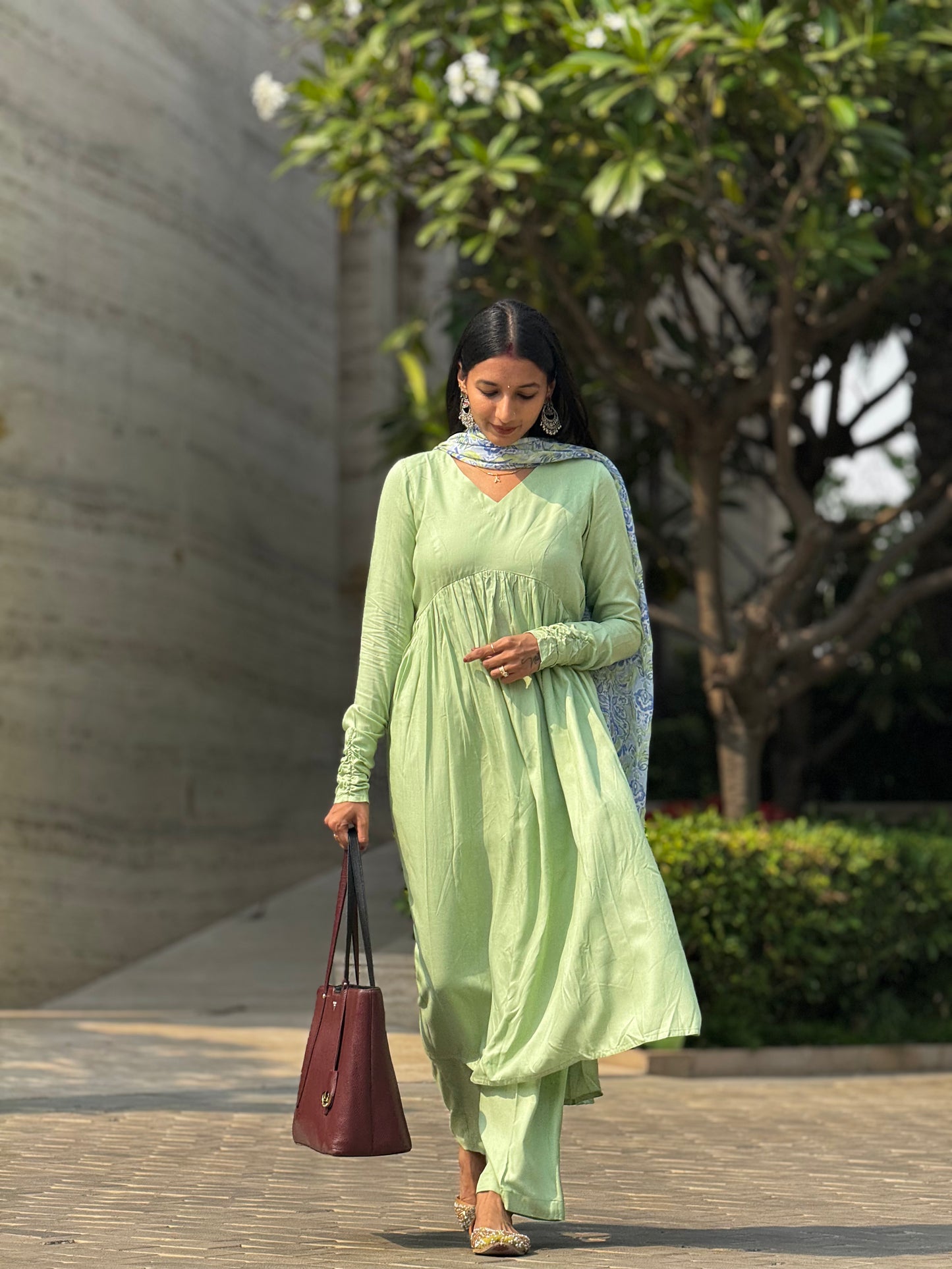 #MBA1959 Ruhaniyat kurta pant with dupatta- Pistachio