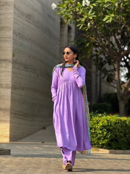 #MBA1958 Ruhaniyat kurta pant with dupatta- Lavender
