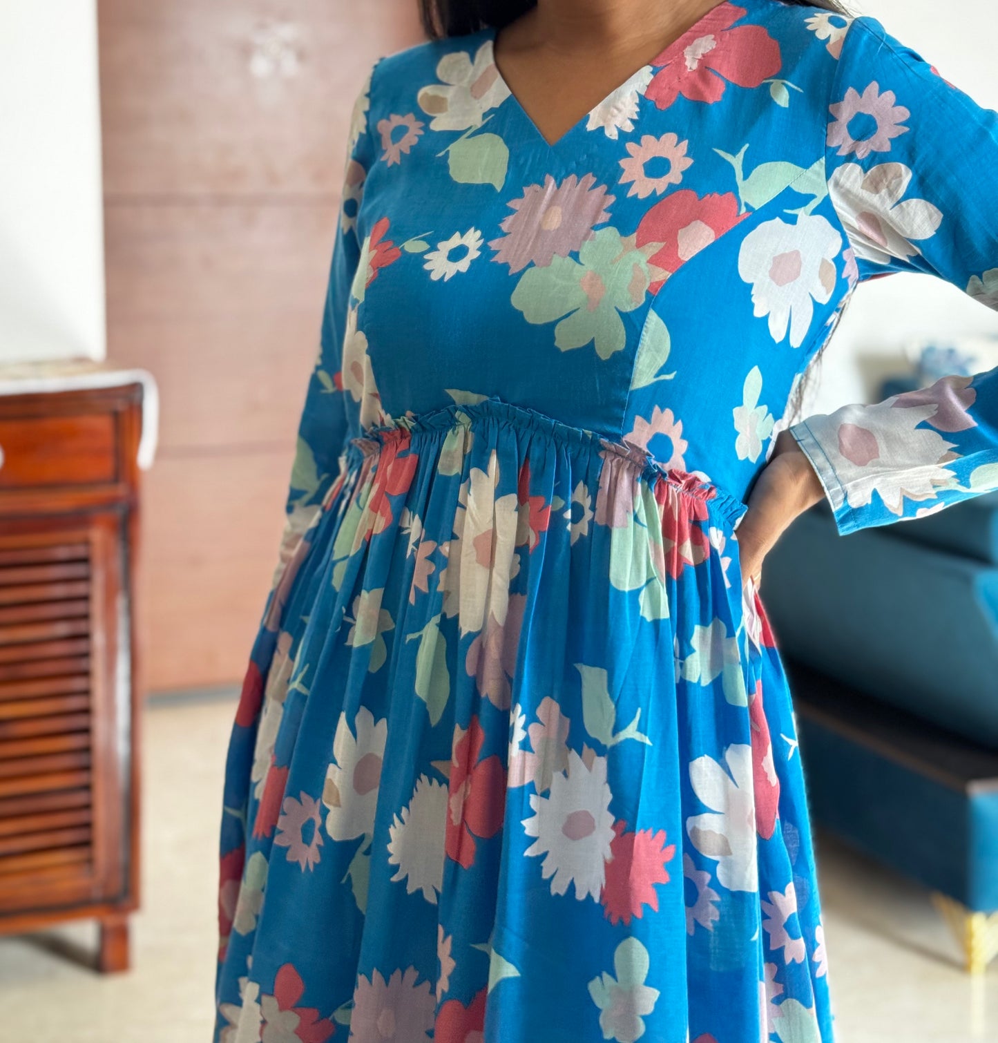 #MBA1963 Ruhaniyat kurta pant -Blue floral