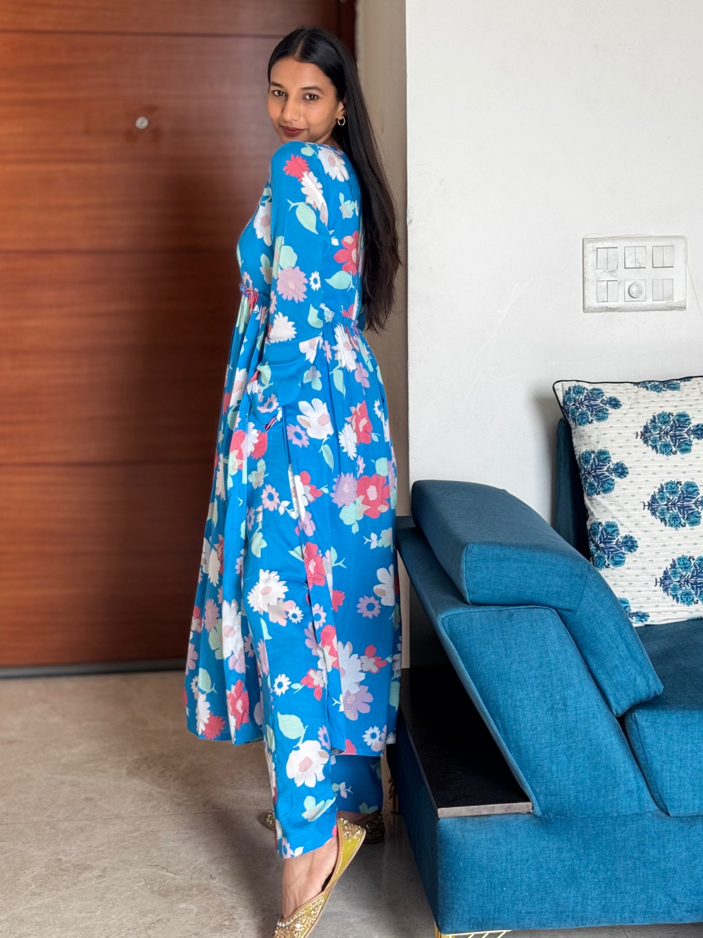 #MBA1963 Ruhaniyat kurta pant -Blue floral