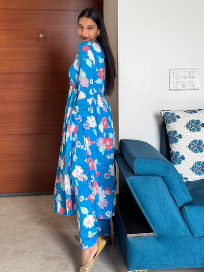 #MBA1963 Ruhaniyat kurta pant -Blue floral
