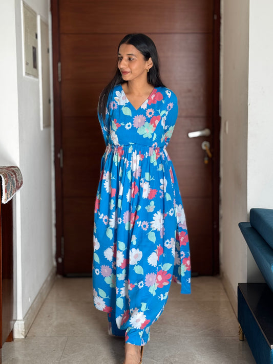 #MBA1963 Ruhaniyat kurta pant -Blue floral