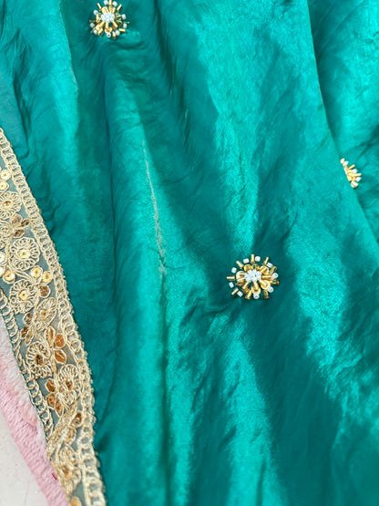 #MBA2057 Mohini teal green 1 min saree and blouse