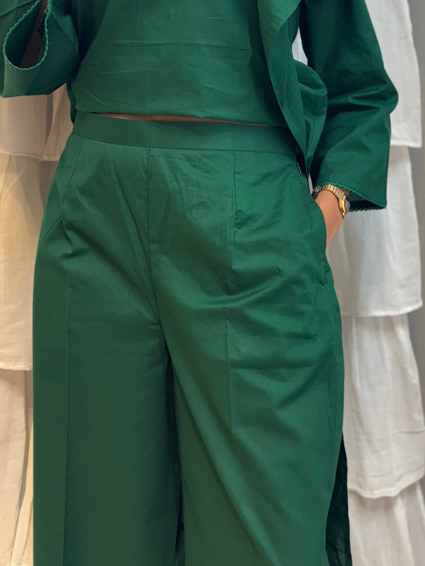 #MBA1802 Rozana Kurta pant set- Bottle green