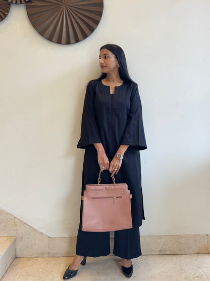 #MBA1800 Rozana Kurta pant set- Black