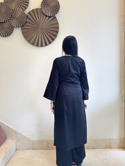 #MBA1800 Rozana Kurta pant set- Black