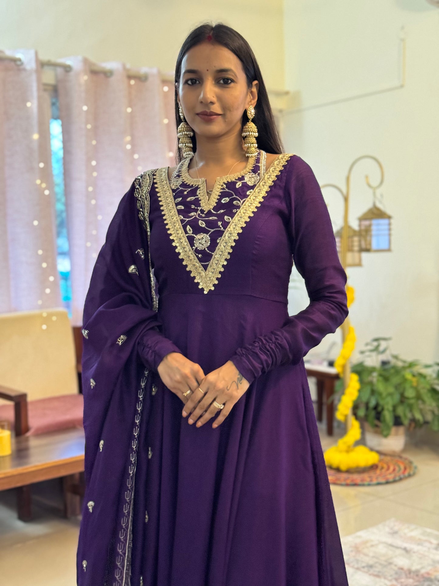 #MBA2054 Gauri anarkali and dupatta- Purple