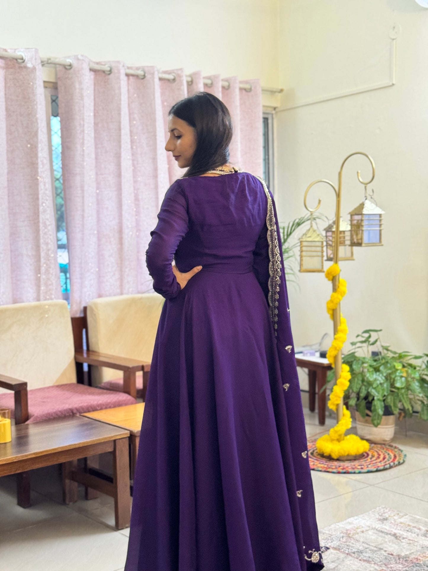 #MBA2054 Gauri anarkali and dupatta- Purple