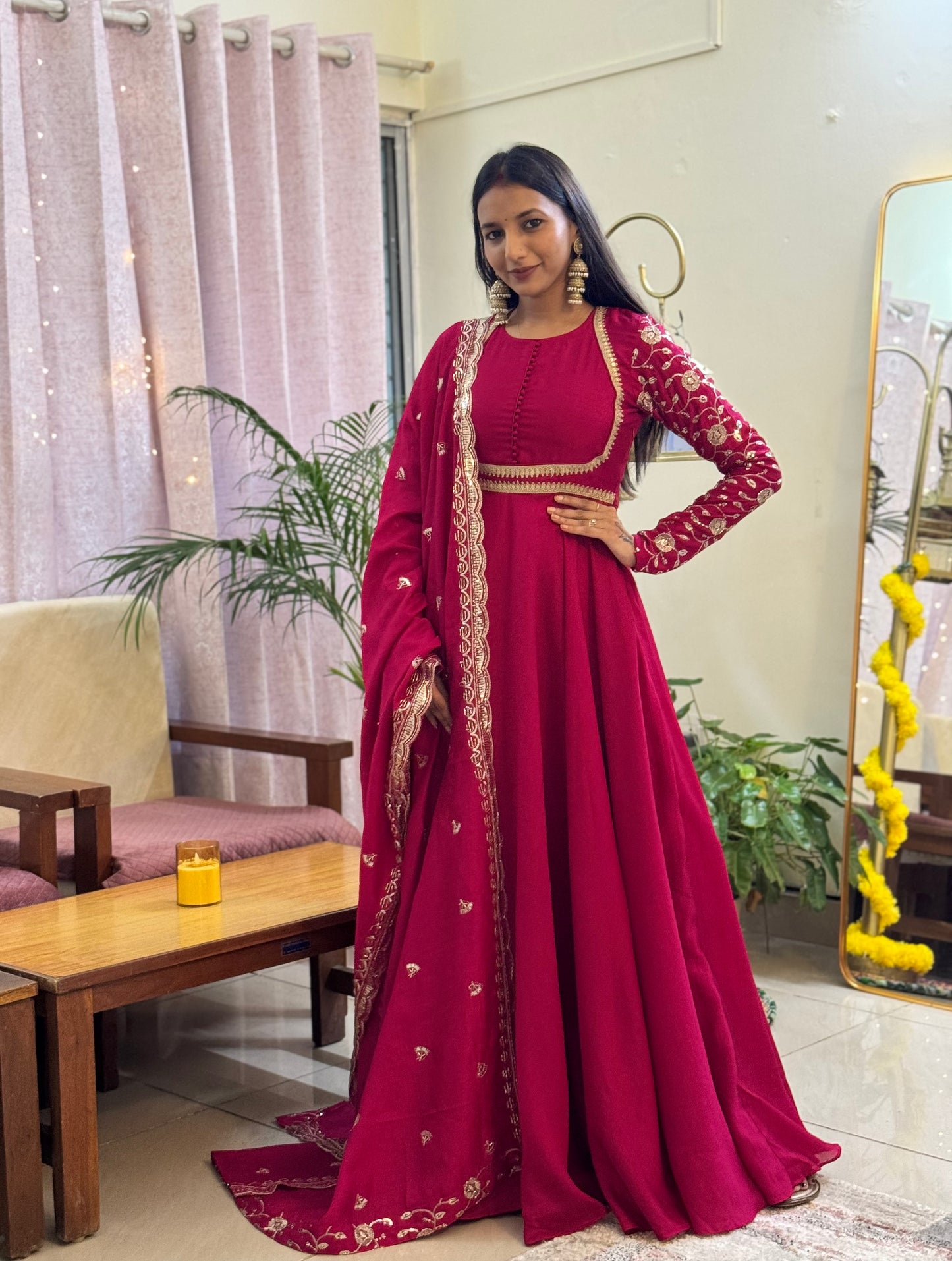 #MBA2053 Lavanya anarkali and dupatta- rani pink