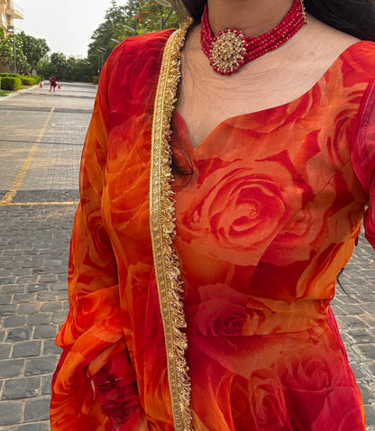 #MBA1965 Red Gulaabo anarkali and dupatta