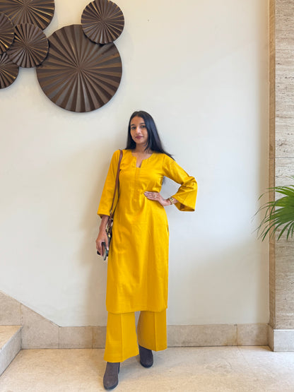 #MBA1801 Rozana Kurta pant set- Yellow