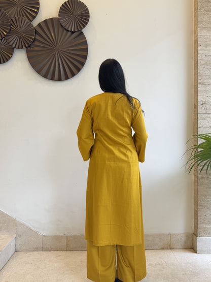 #MBA1801 Rozana Kurta pant set- Yellow