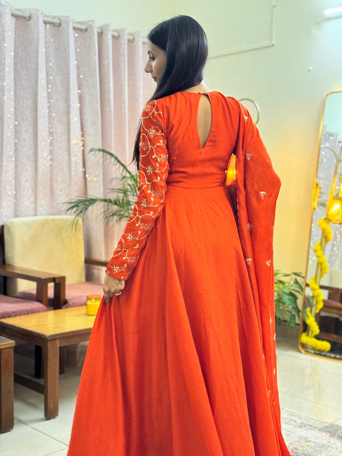 #MBA2055 Kashvi anarkali and dupatta- orange