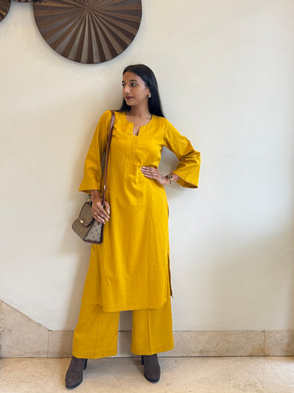 #MBA1801 Rozana Kurta pant set- Yellow