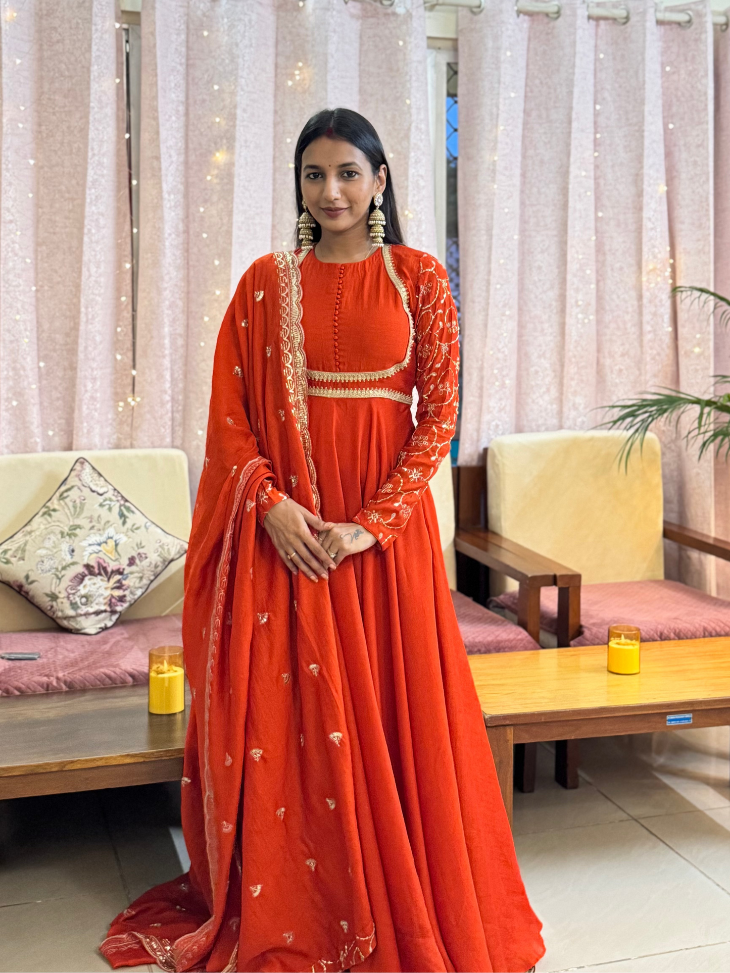 #MBA2055 Kashvi anarkali and dupatta- orange