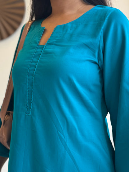 #MBA1807 Rozana Kurta pant set- Ferozi blue