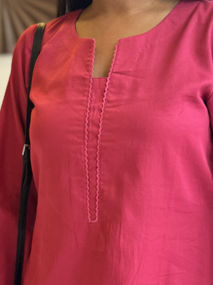 #MBA1806 Rozana Kurta pant set- Coral pink